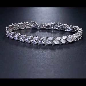 Platinum Plated Stimulated Diamond Bracelet